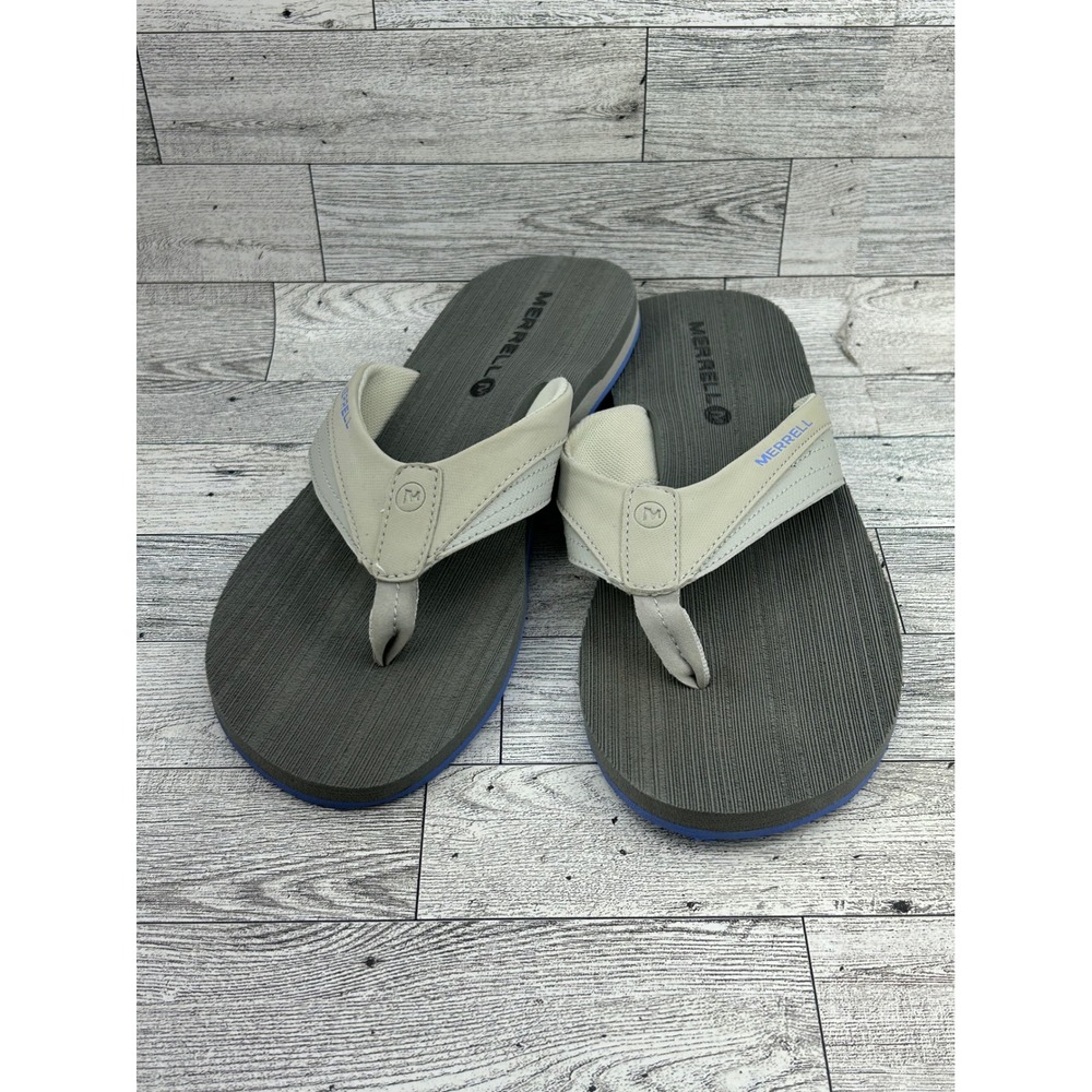 Merrell Women Flip Flop Sandals J125376C Ice Periwinkle Grey Tan Size 10